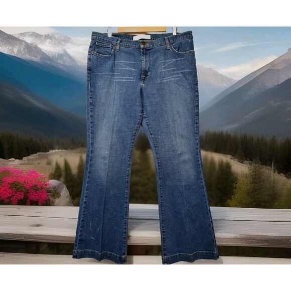 Vtg Mossimo Denim Long &‎ Slender Women's Size 18 Wide-Leg Bootcut High-Waist - Picture 1 of 16